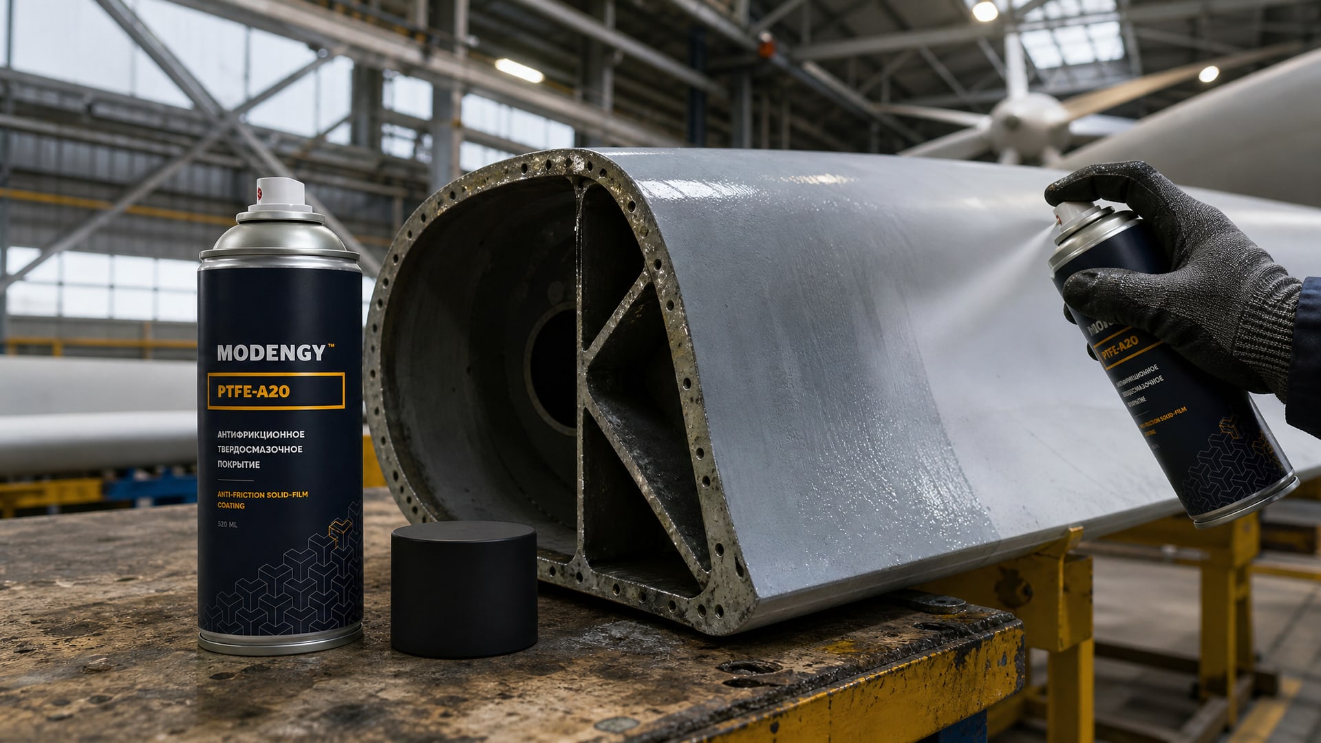 Нанесение антиадгезионного покрытия MODENGY PTFE-A20 на поверхность.